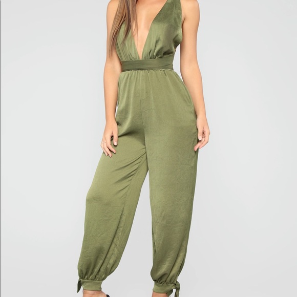 Olive Green Harem Style Jumpsuit! - Picture 2 of 5
